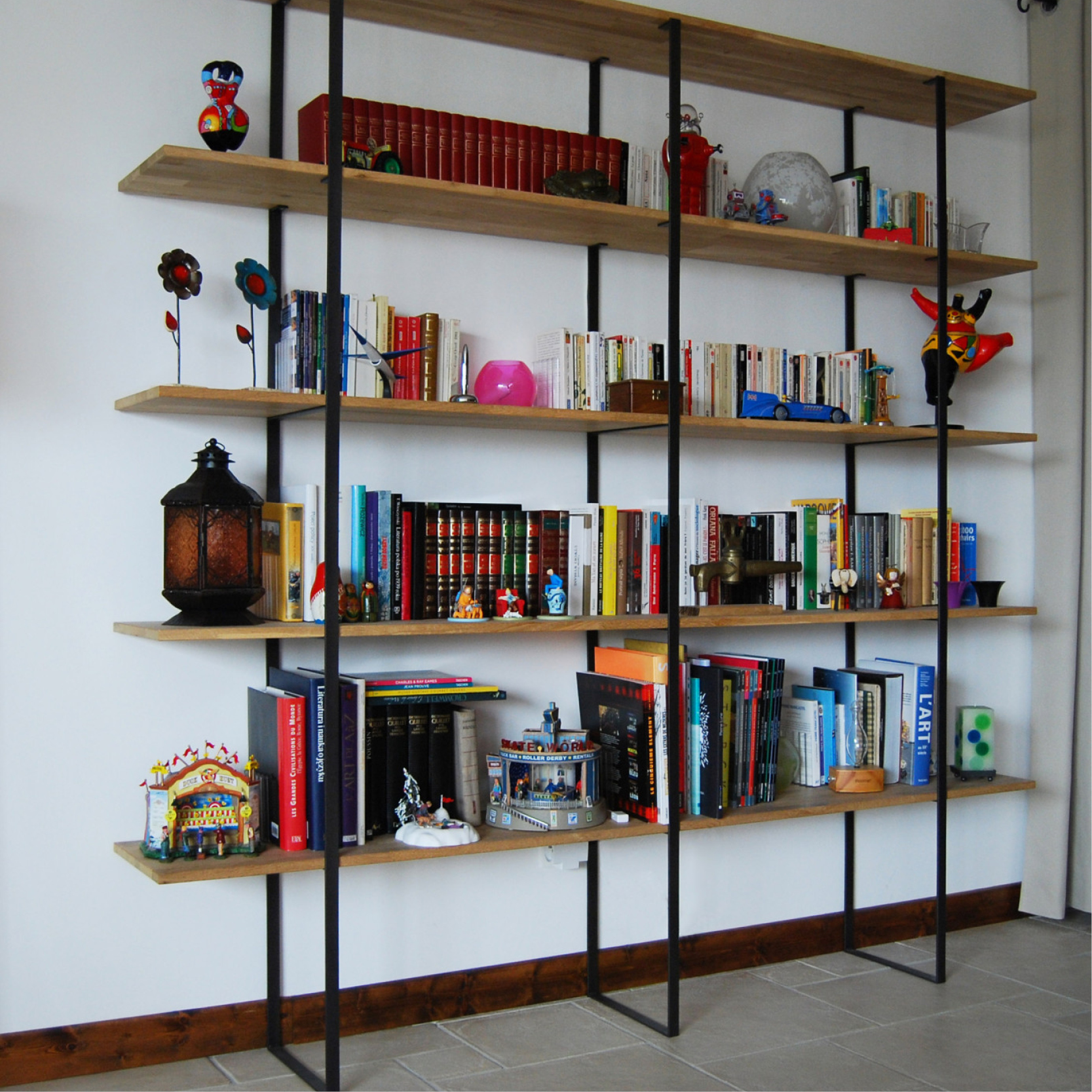 Bibliothèque métal et bois