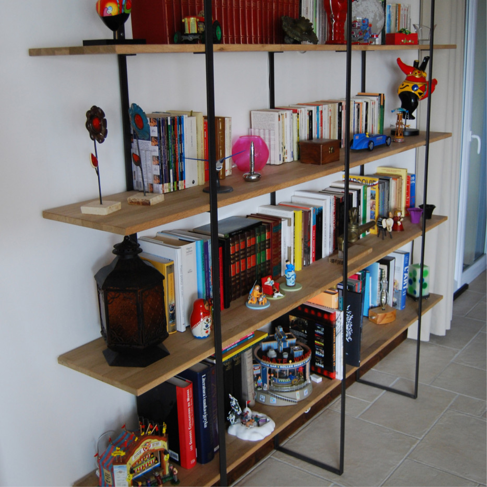 Bibliothèque métal et bois