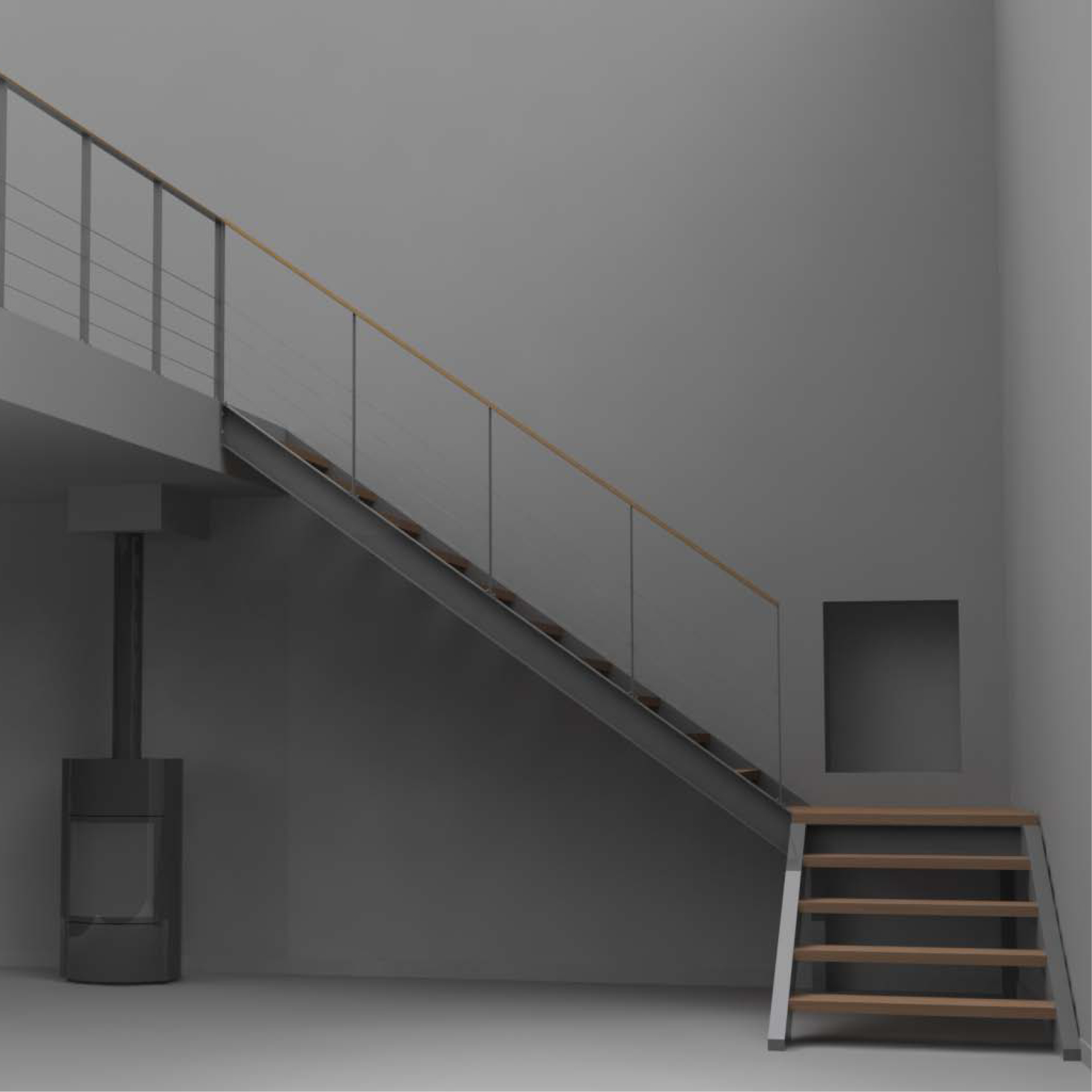 Escalier métal et bois