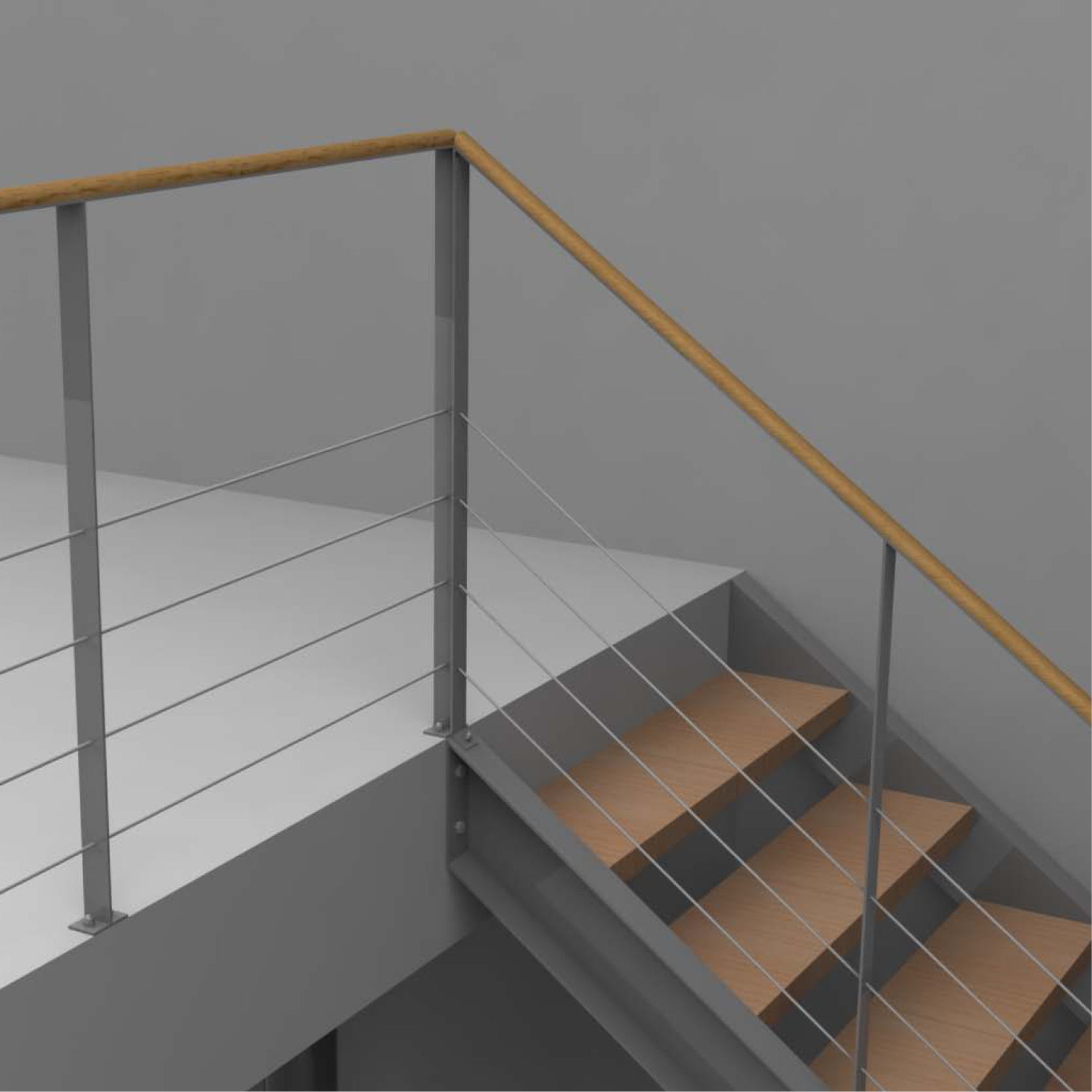 Escalier métal et bois