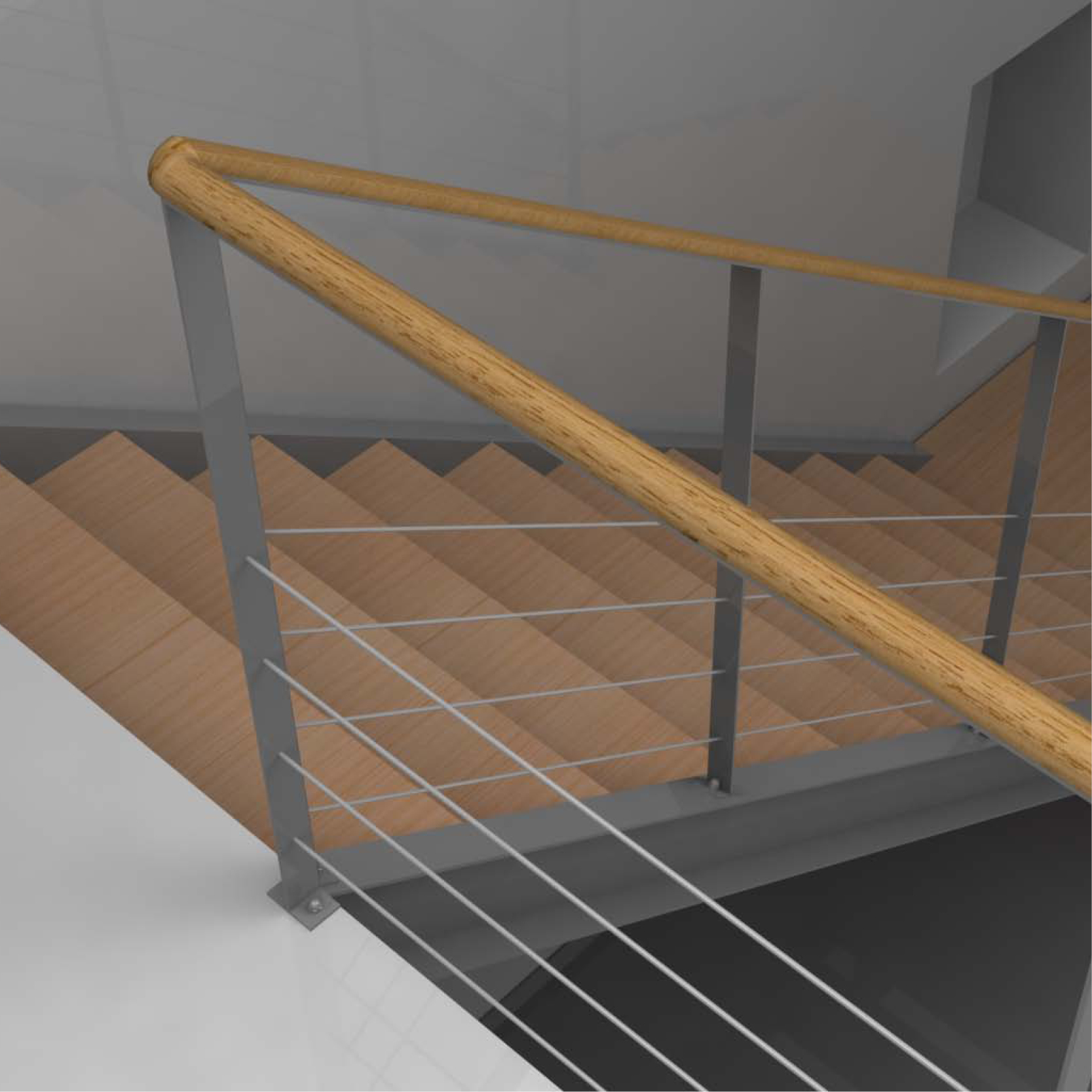 Escalier métal et bois