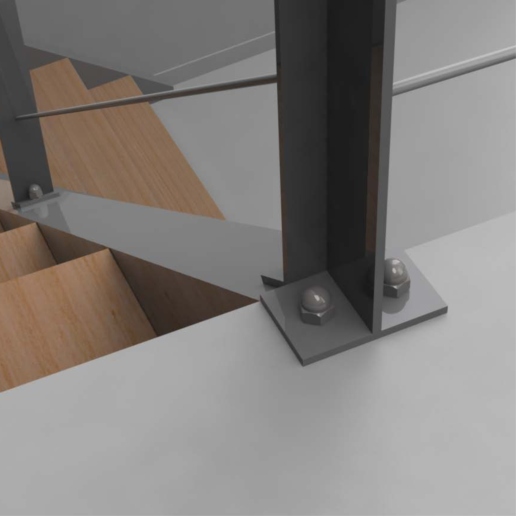 Escalier métal et bois