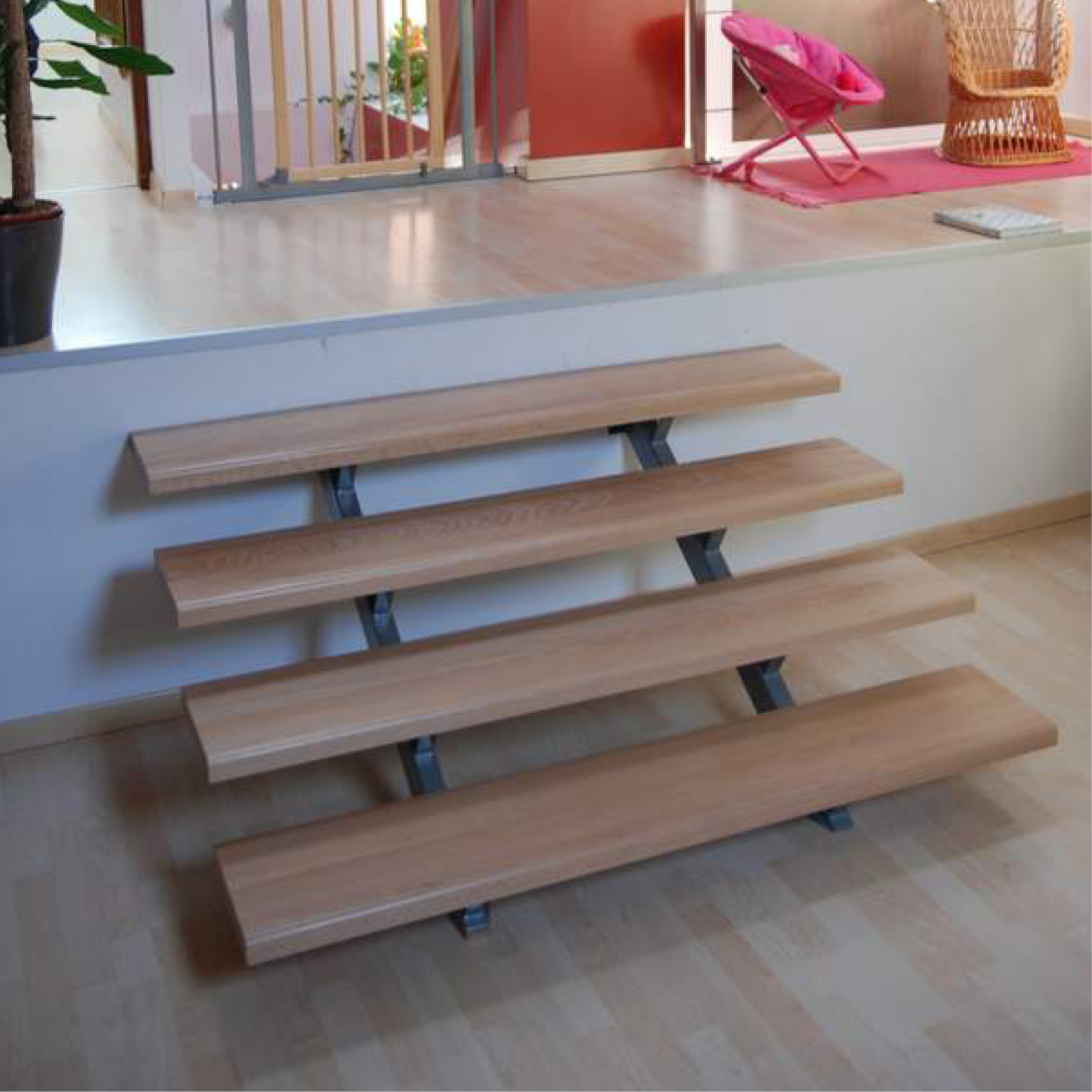 Escalier métal et bois