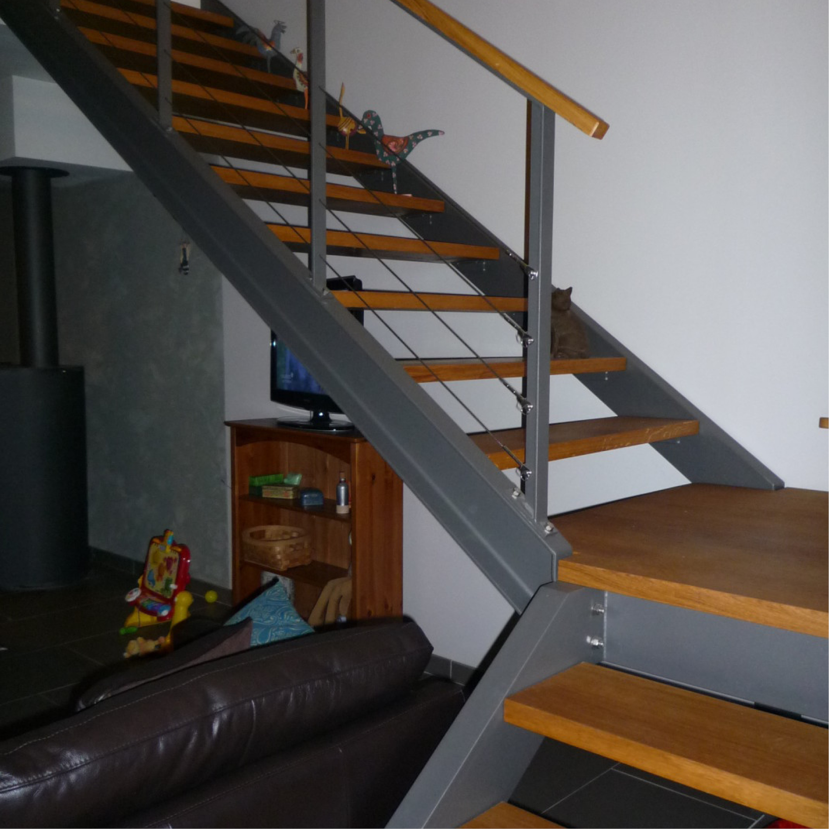 Escalier métal et bois