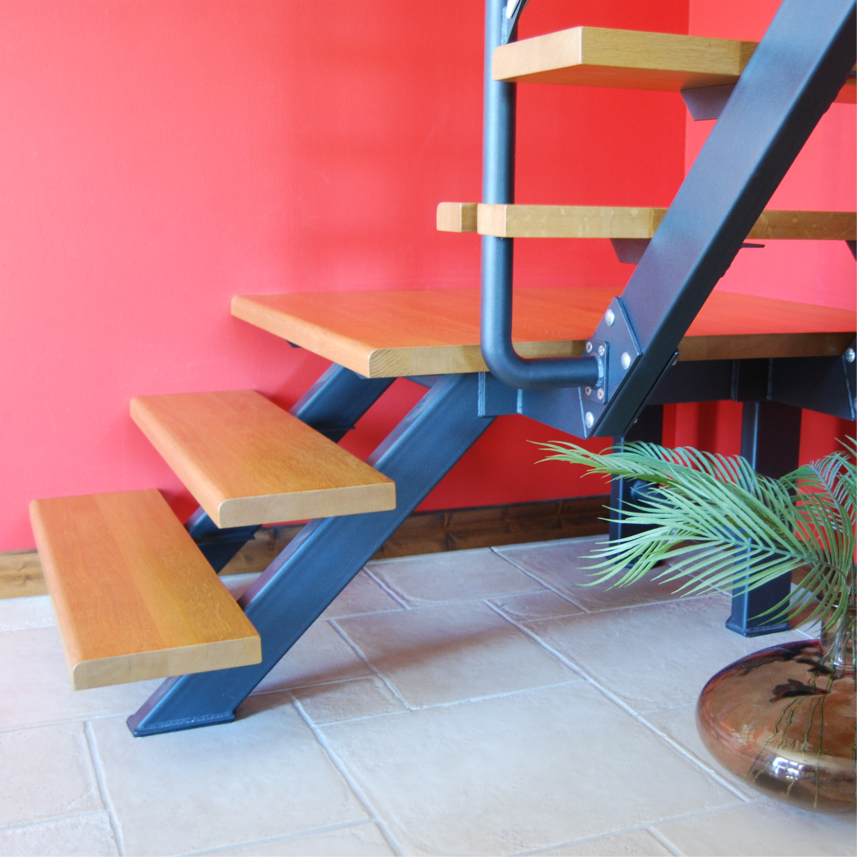 Escalier métal et bois