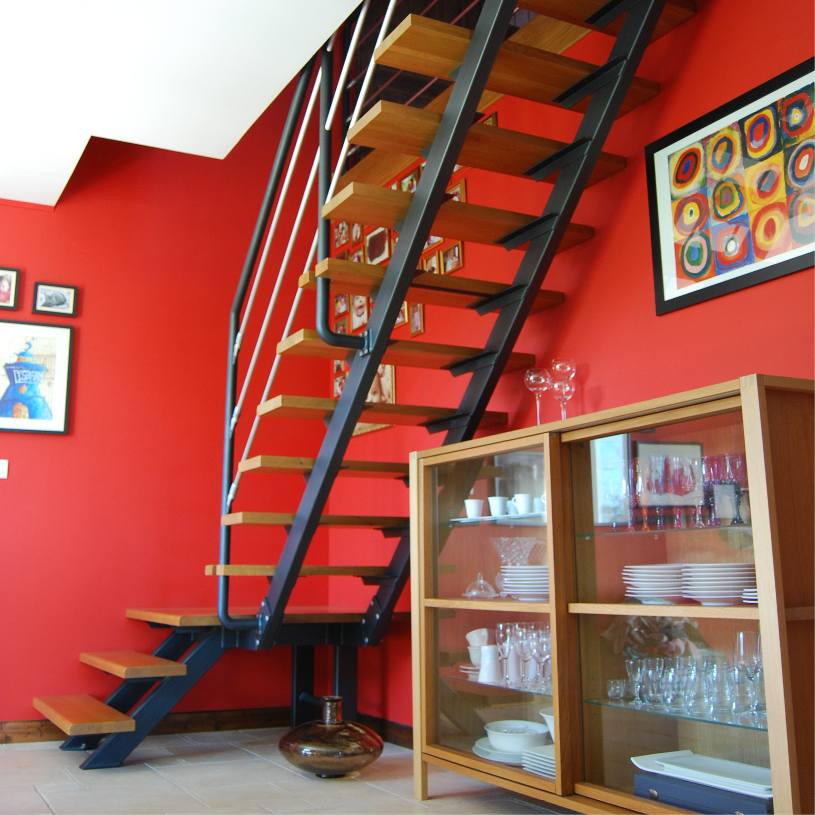 Escalier métal et bois