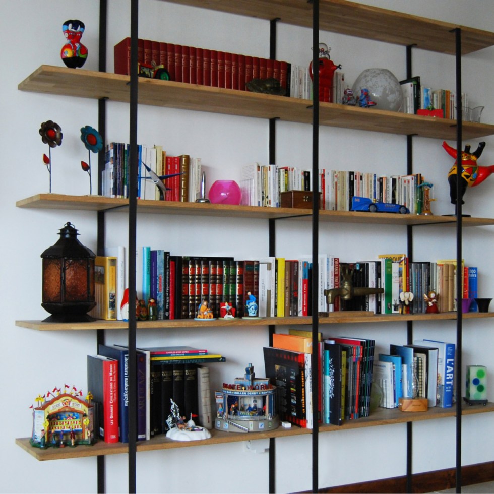 Bibliothèque métal et bois