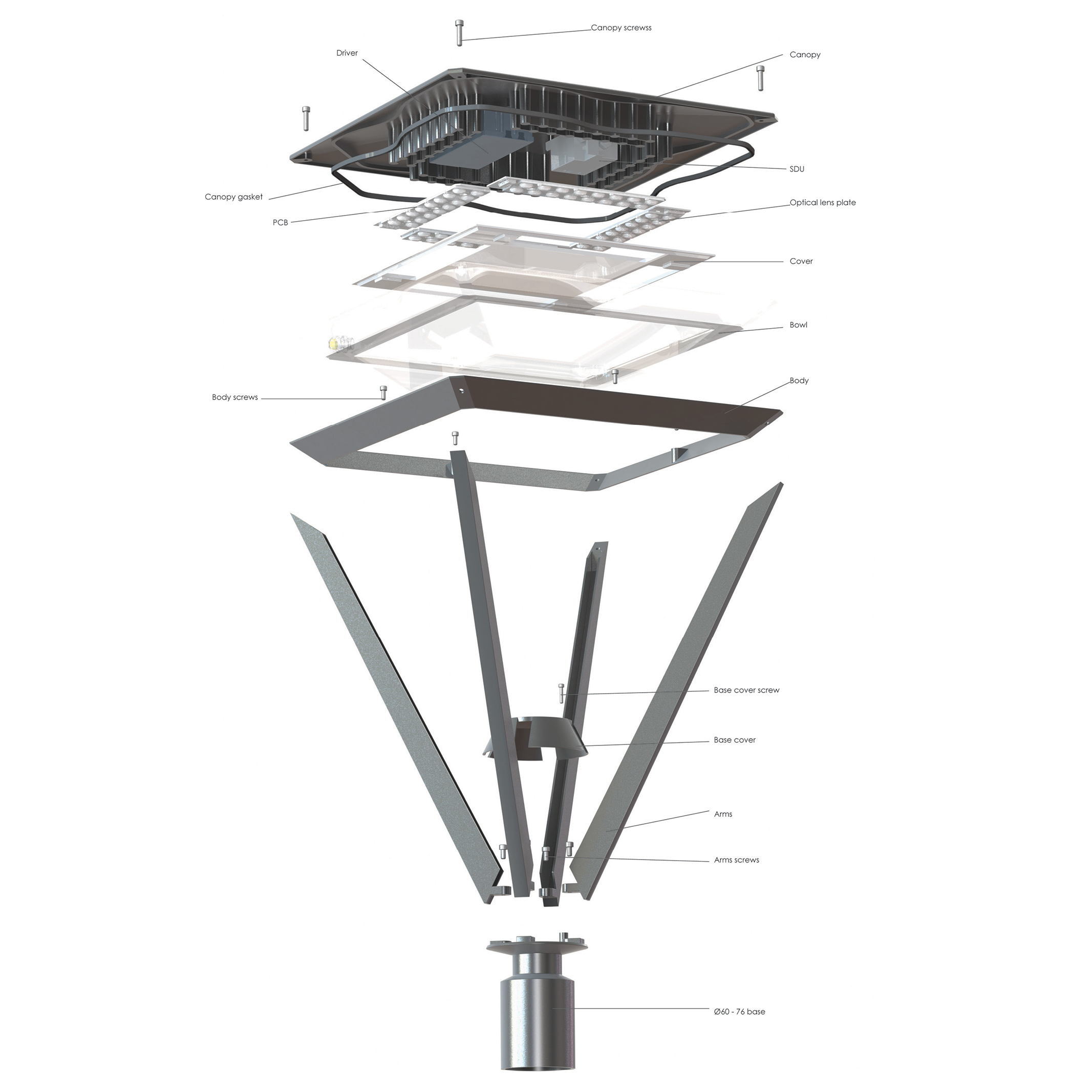 Luminaire 4 faces leds