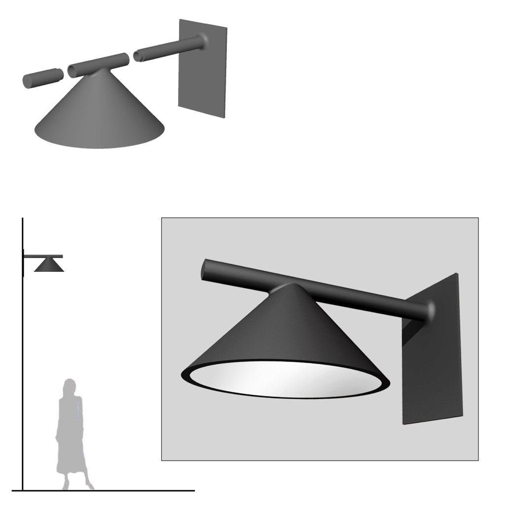 Luminaire conique + supports
