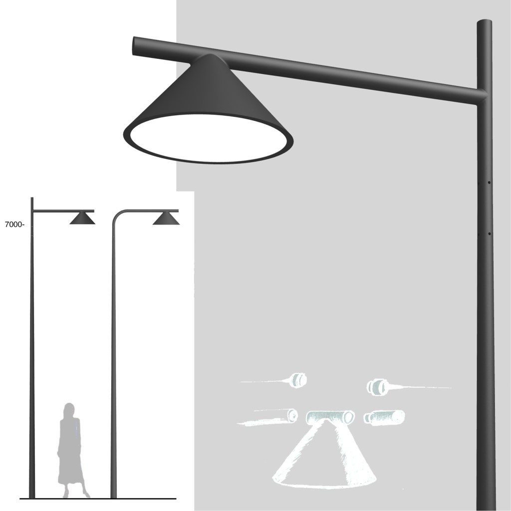 Luminaire conique + supports