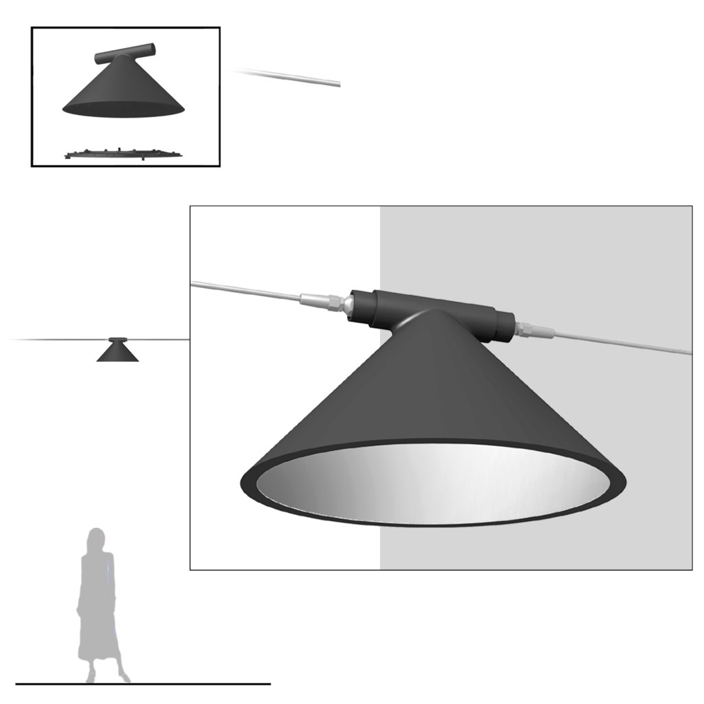 Luminaire conique + supports