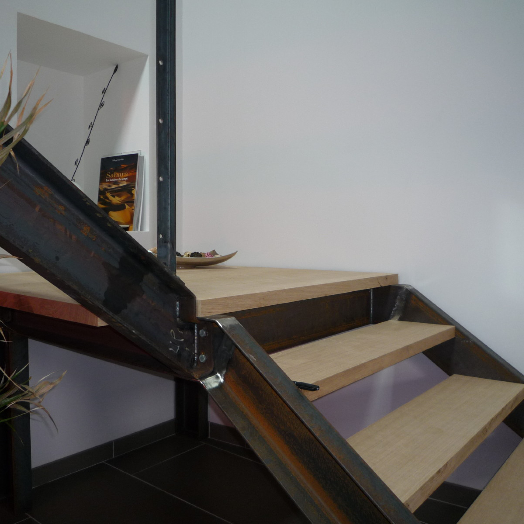 Escalier métal et bois