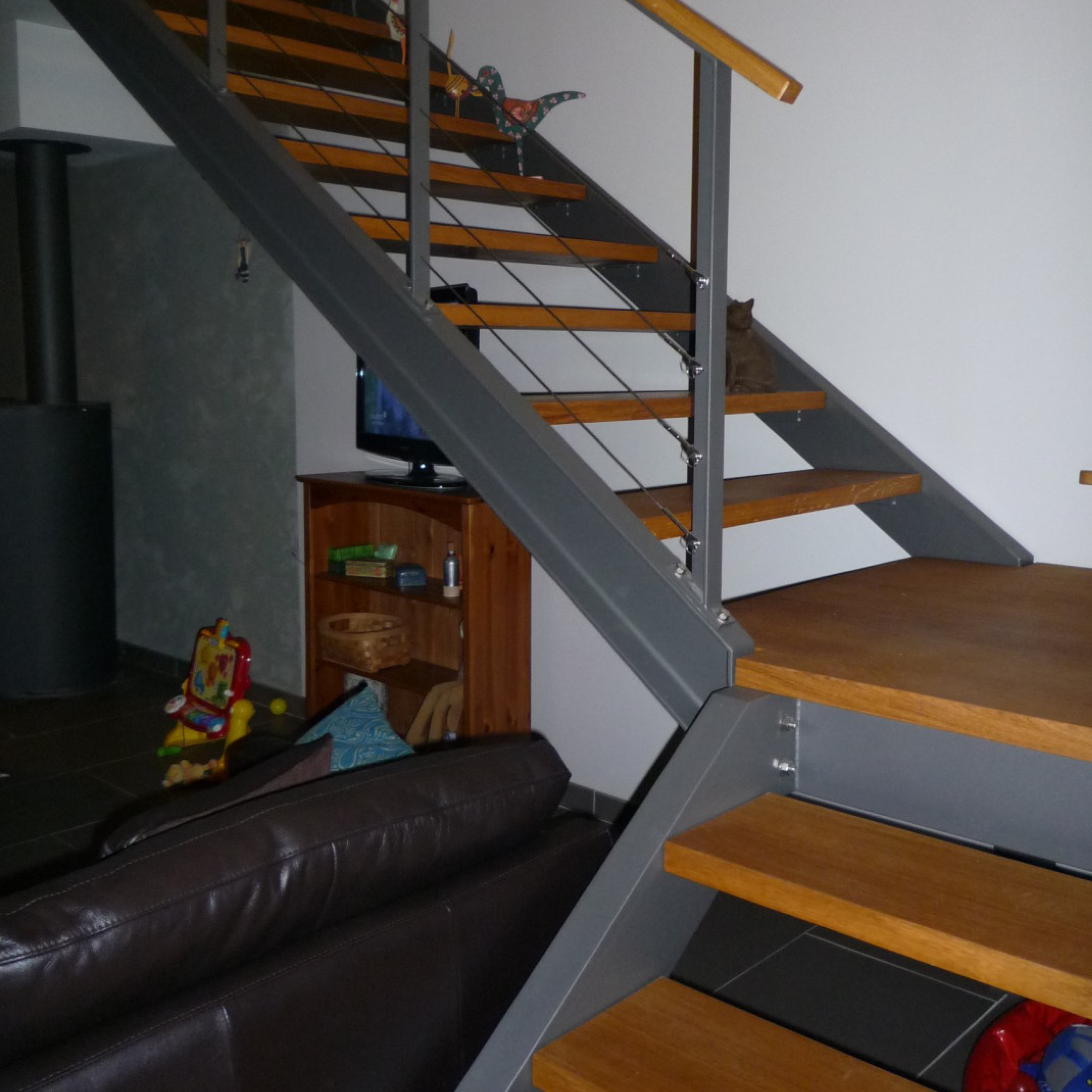 Escalier métal et bois