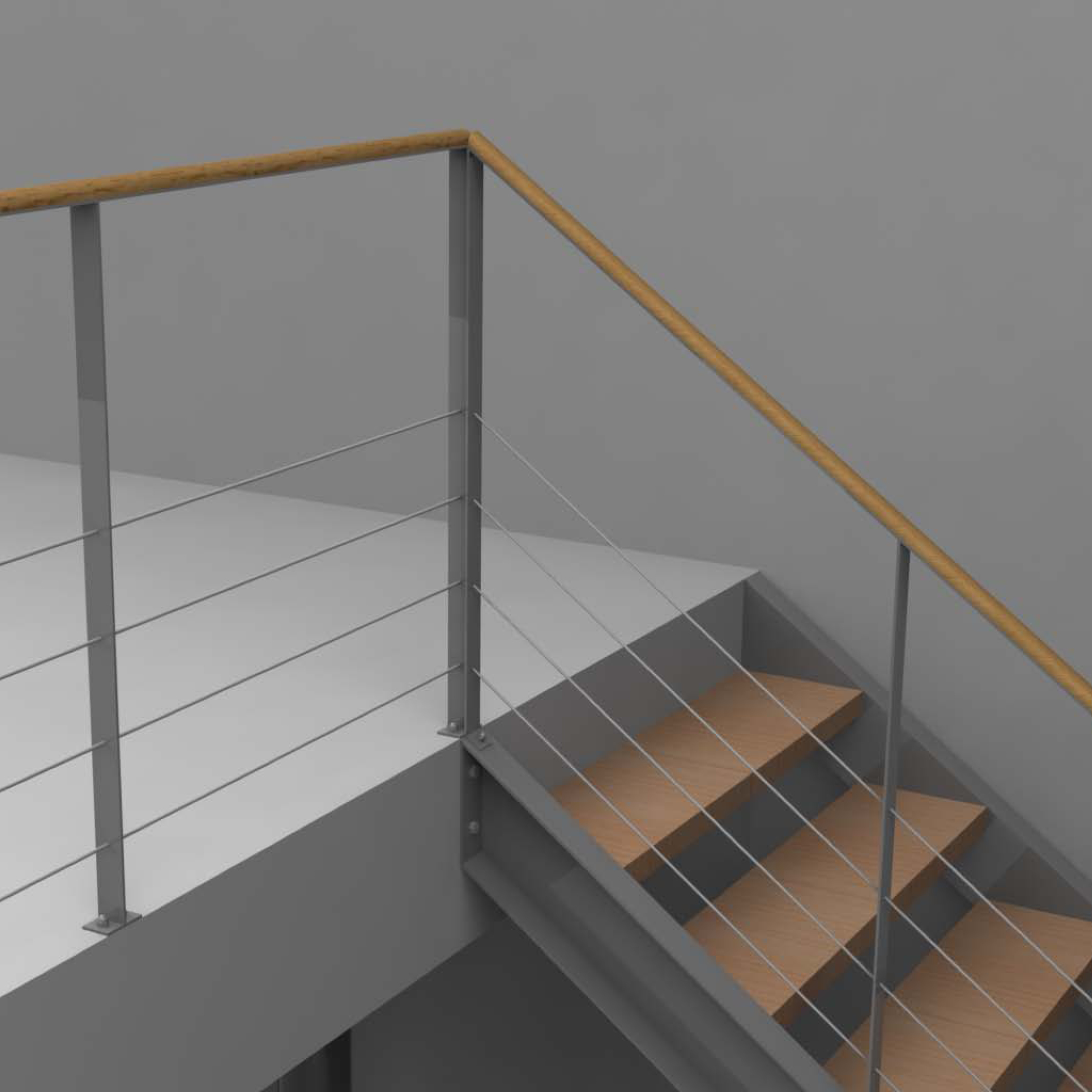 Escalier métal et bois