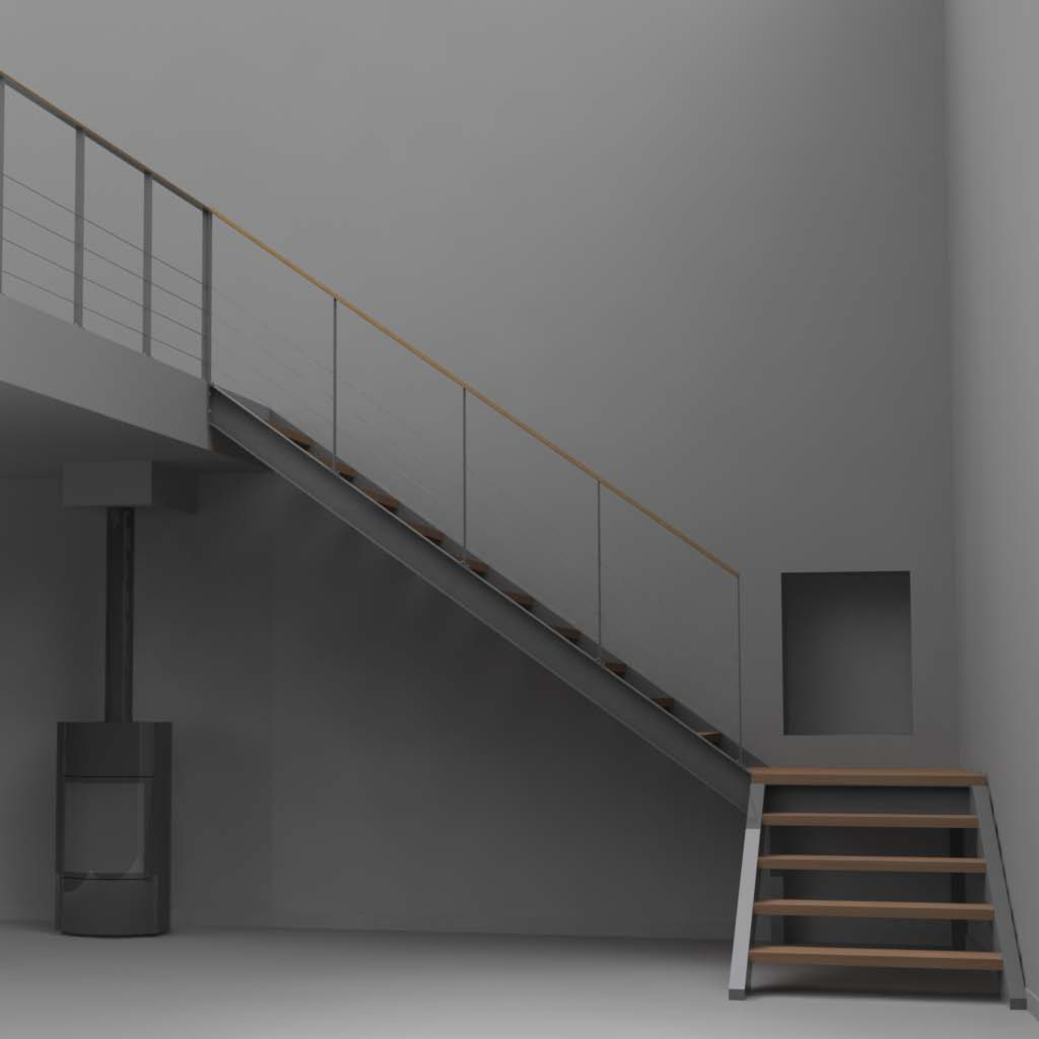 Escalier métal et bois