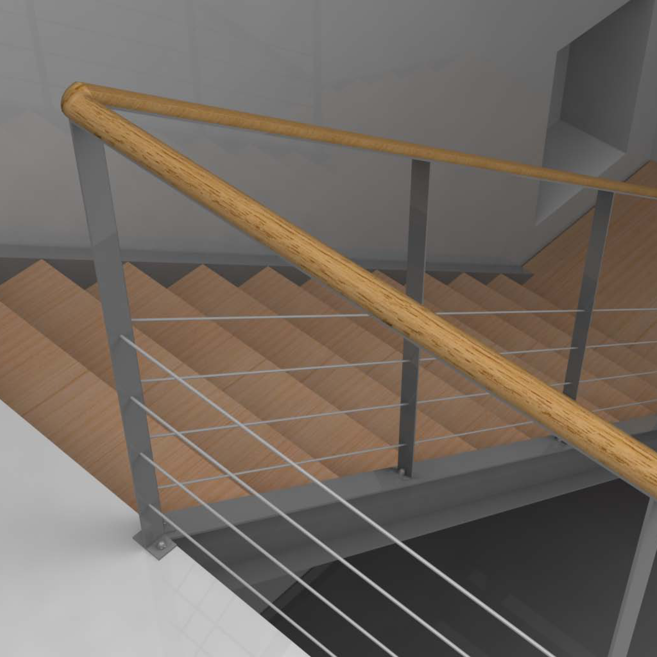 Escalier métal et bois